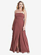 Alt View 1 Thumbnail - English Rose Square Neck Chiffon Maxi Dress with Front Slit - Elliott