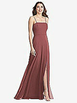 Front View Thumbnail - English Rose Square Neck Chiffon Maxi Dress with Front Slit - Elliott