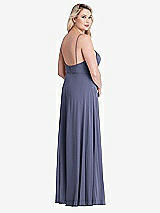 Alt View 2 Thumbnail - French Blue Square Neck Chiffon Maxi Dress with Front Slit - Elliott