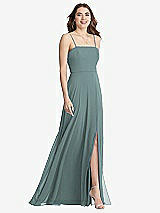 Front View Thumbnail - Icelandic Square Neck Chiffon Maxi Dress with Front Slit - Elliott