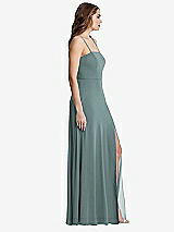 Side View Thumbnail - Icelandic Square Neck Chiffon Maxi Dress with Front Slit - Elliott