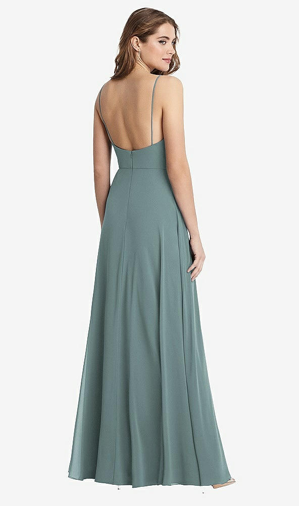 Back View - Icelandic Square Neck Chiffon Maxi Dress with Front Slit - Elliott