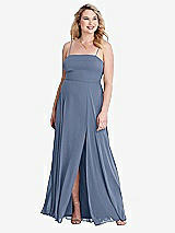 Alt View 1 Thumbnail - Larkspur Blue Square Neck Chiffon Maxi Dress with Front Slit - Elliott