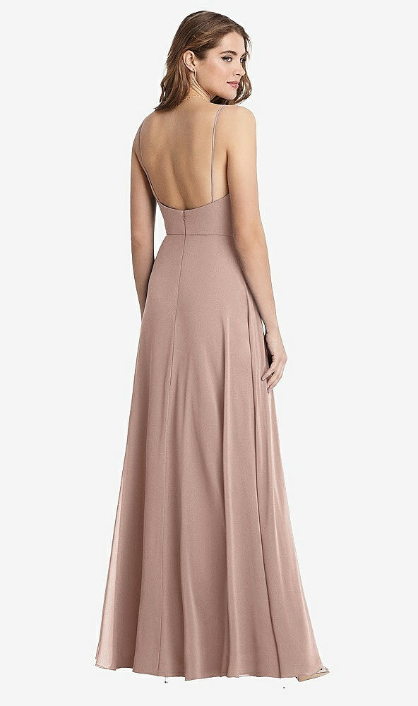 Back View - Neu Nude Square Neck Chiffon Maxi Dress with Front Slit - Elliott