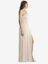 Side View Thumbnail - Oat Square Neck Chiffon Maxi Dress with Front Slit - Elliott