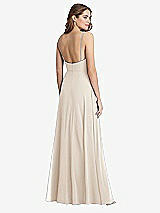 Rear View Thumbnail - Oat Square Neck Chiffon Maxi Dress with Front Slit - Elliott