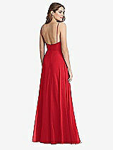 Rear View Thumbnail - Parisian Red Square Neck Chiffon Maxi Dress with Front Slit - Elliott