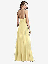 Rear View Thumbnail - Pale Yellow Square Neck Chiffon Maxi Dress with Front Slit - Elliott