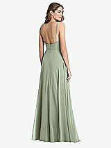 Rear View Thumbnail - Sage Square Neck Chiffon Maxi Dress with Front Slit - Elliott