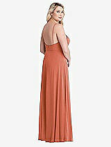 Alt View 2 Thumbnail - Terracotta Copper Square Neck Chiffon Maxi Dress with Front Slit - Elliott