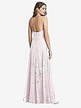 Rear View Thumbnail - Watercolor Print Square Neck Chiffon Maxi Dress with Front Slit - Elliott