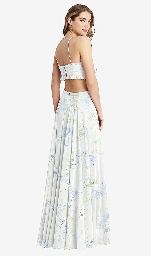 Back View - Bleu Garden Ruffled Chiffon Cutout Maxi Dress - Jessie