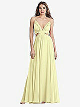 Front View Thumbnail - Butter Yellow Ruffled Chiffon Cutout Maxi Dress - Jessie