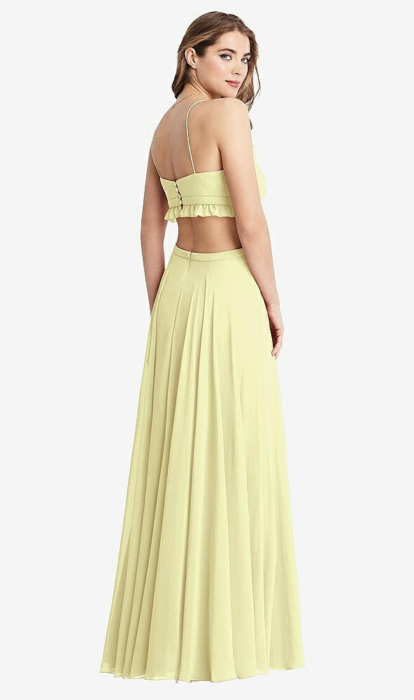 Back View - Butter Yellow Ruffled Chiffon Cutout Maxi Dress - Jessie