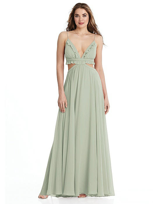 Ruffled Chiffon Cutout Maxi Dress - Jessie