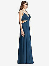 Side View Thumbnail - Dusk Blue Ruffled Chiffon Cutout Maxi Dress - Jessie