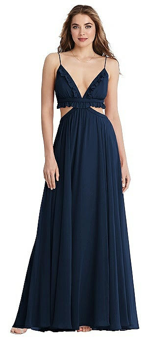 Ruffled Chiffon Cutout Maxi Dress - Jessie