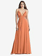 Front View Thumbnail - Sweet Melon Ruffled Chiffon Cutout Maxi Dress - Jessie