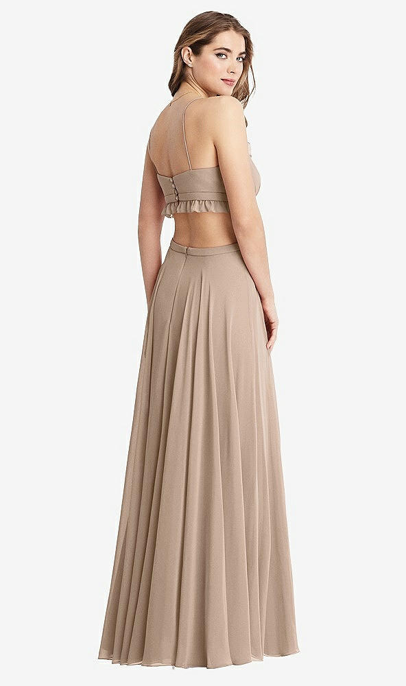 Back View - Topaz Ruffled Chiffon Cutout Maxi Dress - Jessie