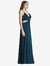 Side View Thumbnail - Atlantic Blue Ruffled Chiffon Cutout Maxi Dress - Jessie