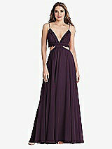 Front View Thumbnail - Aubergine Ruffled Chiffon Cutout Maxi Dress - Jessie