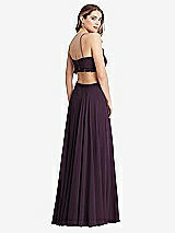 Rear View Thumbnail - Aubergine Ruffled Chiffon Cutout Maxi Dress - Jessie