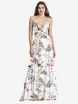 Front View Thumbnail - Butterfly Botanica Ivory Ruffled Chiffon Cutout Maxi Dress - Jessie