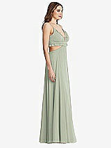 Side View Thumbnail - Celadon Ruffled Chiffon Cutout Maxi Dress - Jessie