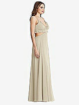 Side View Thumbnail - Champagne Ruffled Chiffon Cutout Maxi Dress - Jessie