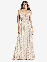 Front View Thumbnail - Coquette Floral Print Ruffled Chiffon Cutout Maxi Dress - Jessie