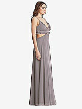 Side View Thumbnail - Cashmere Gray Ruffled Chiffon Cutout Maxi Dress - Jessie