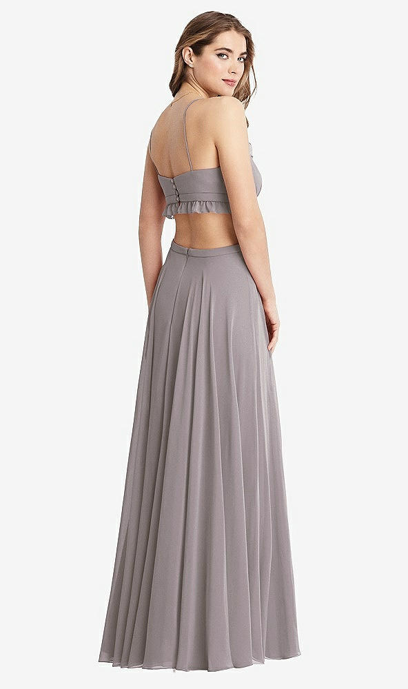 Back View - Cashmere Gray Ruffled Chiffon Cutout Maxi Dress - Jessie