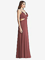 Side View Thumbnail - English Rose Ruffled Chiffon Cutout Maxi Dress - Jessie