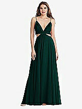 Front View Thumbnail - Evergreen Ruffled Chiffon Cutout Maxi Dress - Jessie