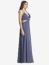 Side View Thumbnail - French Blue Ruffled Chiffon Cutout Maxi Dress - Jessie