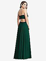 Rear View Thumbnail - Hunter Green Ruffled Chiffon Cutout Maxi Dress - Jessie