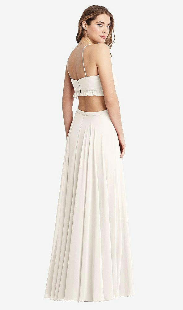 Back View - Ivory Ruffled Chiffon Cutout Maxi Dress - Jessie