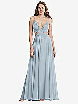 Front View Thumbnail - Mist Ruffled Chiffon Cutout Maxi Dress - Jessie