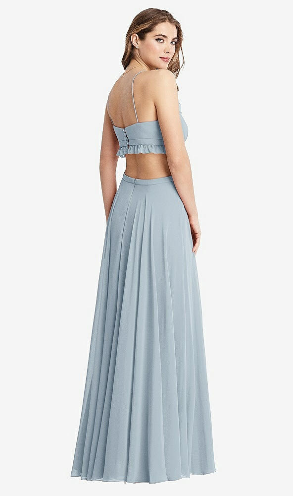 Back View - Mist Ruffled Chiffon Cutout Maxi Dress - Jessie