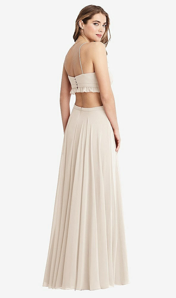 Back View - Oat Ruffled Chiffon Cutout Maxi Dress - Jessie