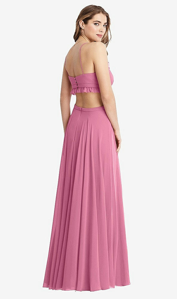 Back View - Orchid Pink Ruffled Chiffon Cutout Maxi Dress - Jessie