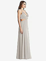 Side View Thumbnail - Oyster Ruffled Chiffon Cutout Maxi Dress - Jessie