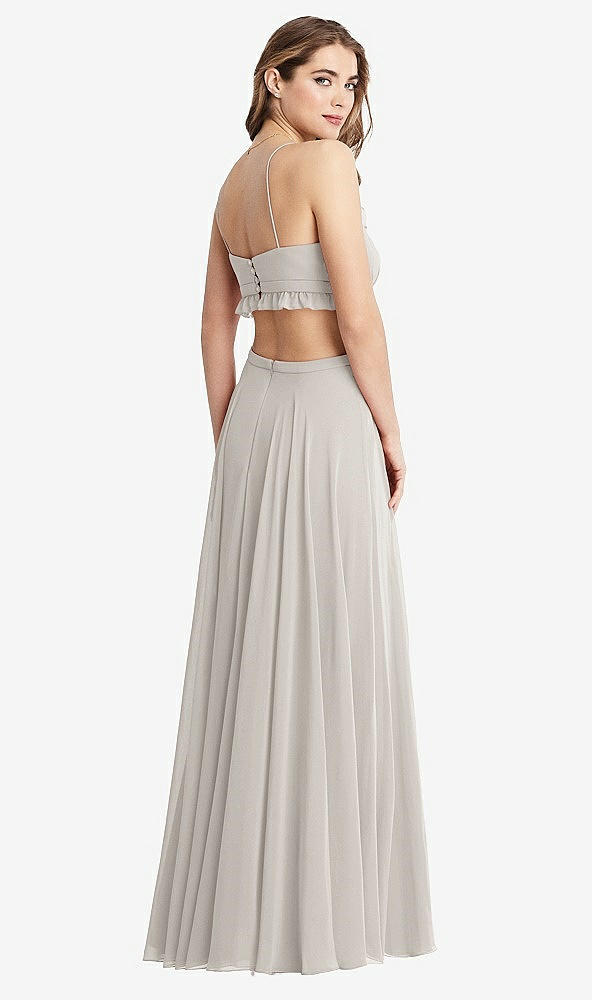 Back View - Oyster Ruffled Chiffon Cutout Maxi Dress - Jessie