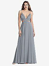 Front View Thumbnail - Platinum Ruffled Chiffon Cutout Maxi Dress - Jessie