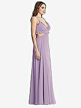 Side View Thumbnail - Pale Purple Ruffled Chiffon Cutout Maxi Dress - Jessie