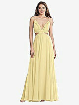 Front View Thumbnail - Pale Yellow Ruffled Chiffon Cutout Maxi Dress - Jessie