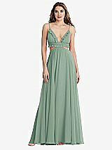 Front View Thumbnail - Seagrass Ruffled Chiffon Cutout Maxi Dress - Jessie