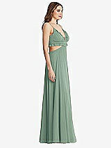 Side View Thumbnail - Seagrass Ruffled Chiffon Cutout Maxi Dress - Jessie