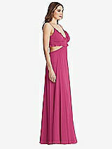 Side View Thumbnail - Tea Rose Ruffled Chiffon Cutout Maxi Dress - Jessie