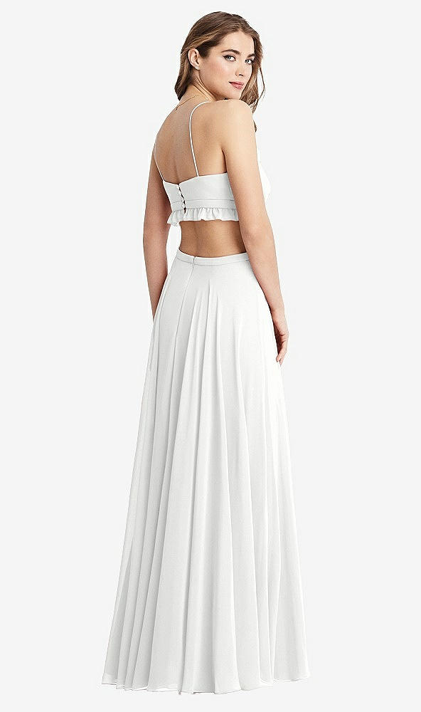 Back View - White Ruffled Chiffon Cutout Maxi Dress - Jessie